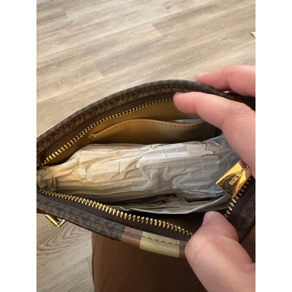 Michael Kors MK Monogram Brown Waist Bag Belt Bag Gold Hardware